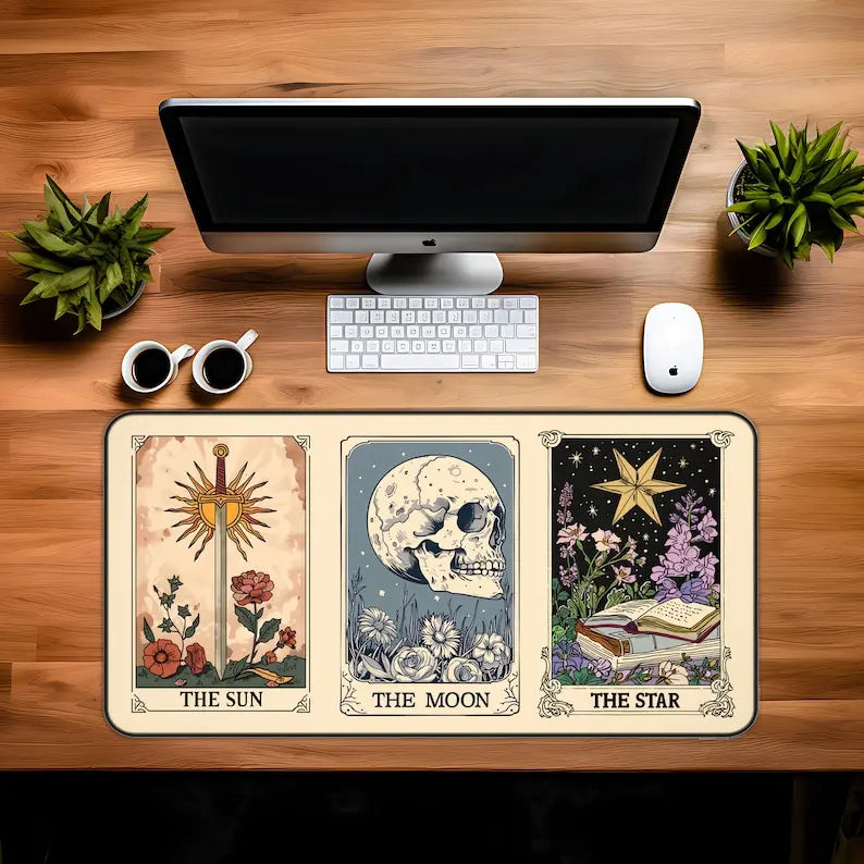 **** Tarot Cards Desk Mat Sun Moon Star Boho Gaming Mouse Pad Office Rug