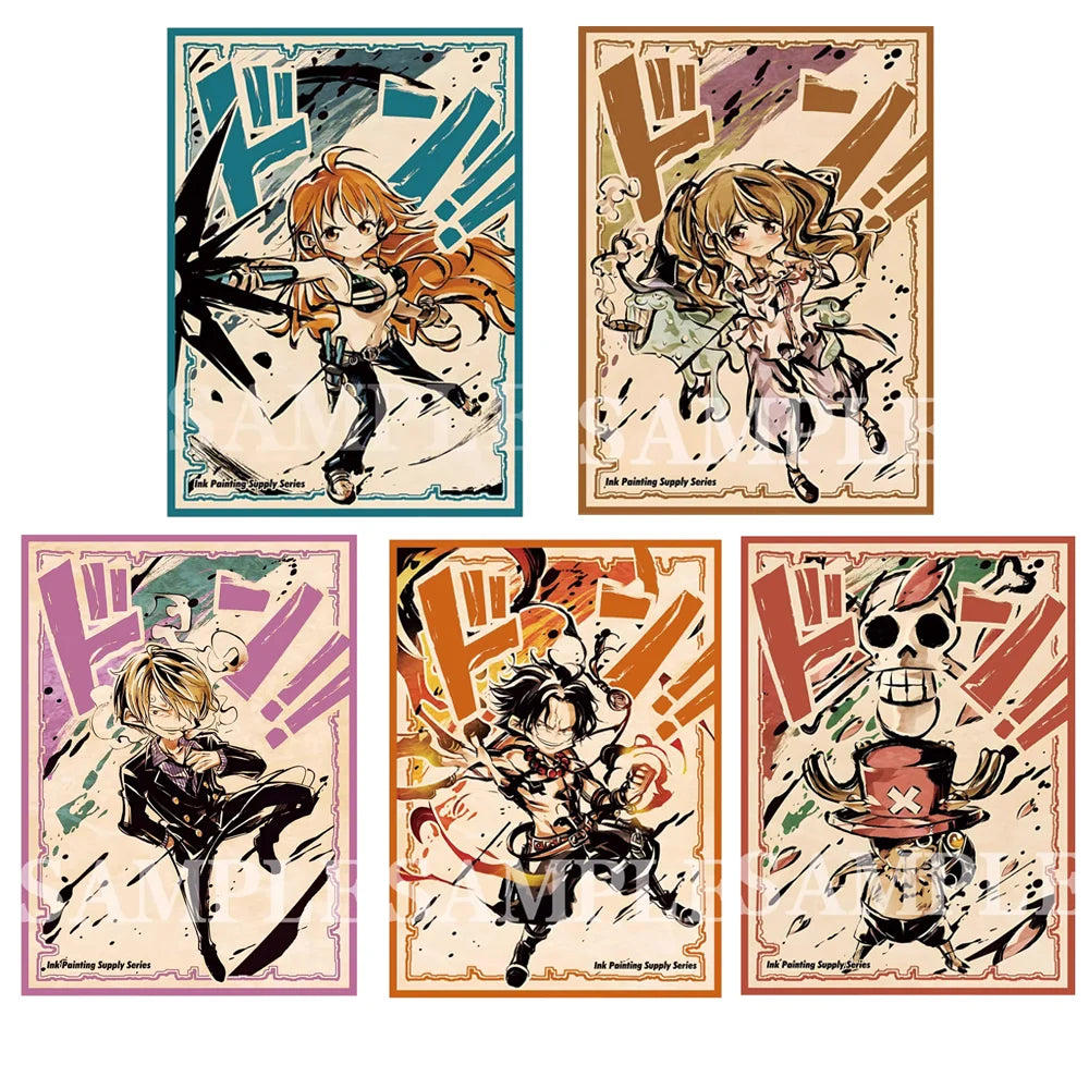 60PCS Foil Anime One Piece Card Sleeves Ace Sanji Nami Chopper Protectors