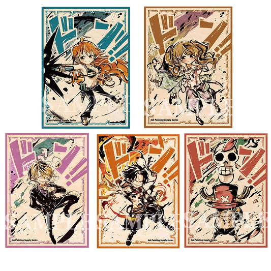 60PCS Foil Anime One Piece Card Sleeves Ace Sanji Nami Chopper Protectors