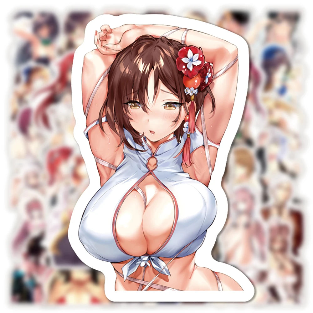 50pcs Sexy Waifu Anime Girl Stickers Hentai Decals Waterproof Adult Gift