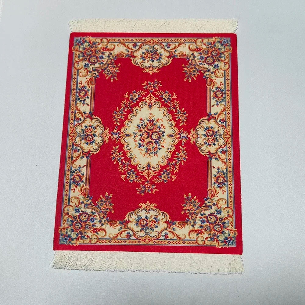 Woven Flower Persian Carpet Small Coaster Non-Slip Mouse Pad Desk Mat