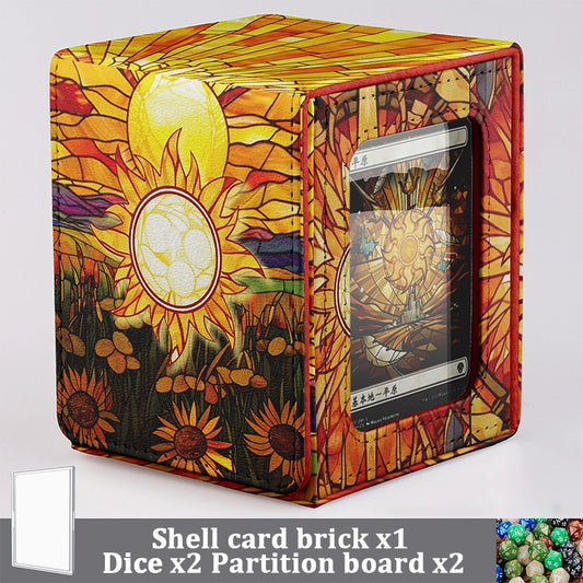 Sunlit Plains White Leather Commander Deck Box – Fits 100+ Sleeved MTG / TCG Cards