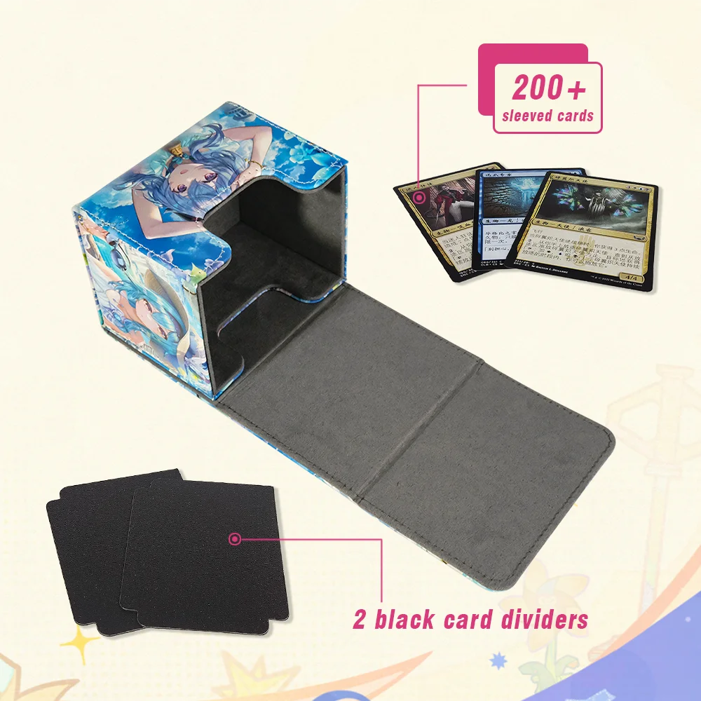 PU Anime Card Deck Box TCG Storage Box Fits 150+ Single Sleeved Cards