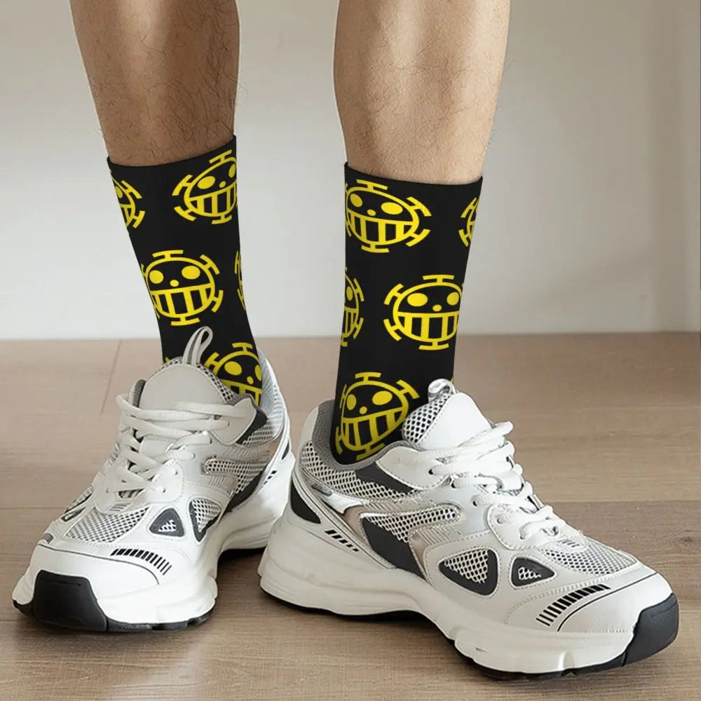 Anime Men's Socks Harajuku Luffy Zoro Trafalgar Law Unisex Crew Socks
