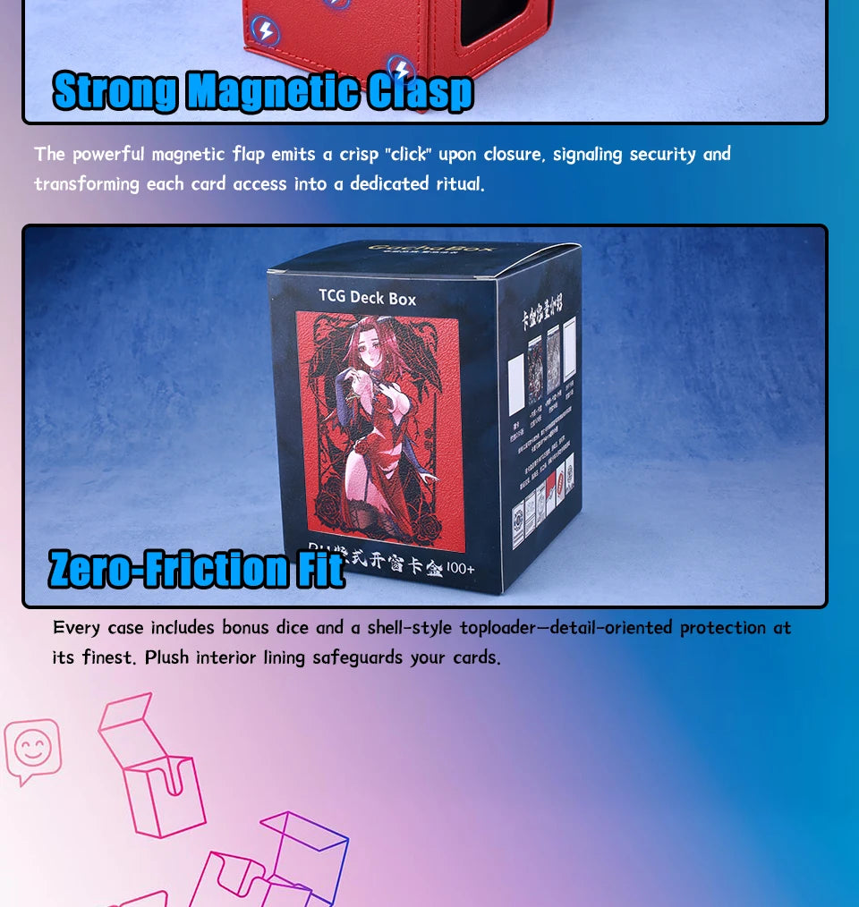 Black Rose Dragon Trading Card Storage Deck Box Holds 120+ Cards Magnetic PU