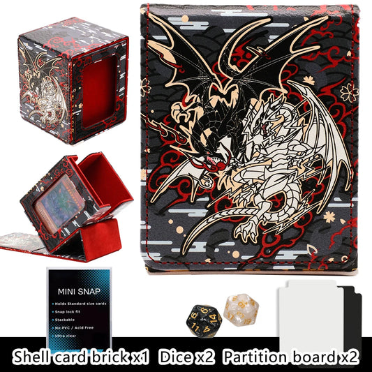 Red Storm Dragon Deck Box PU Leather TCG Case with Dice Tray YuGiOh