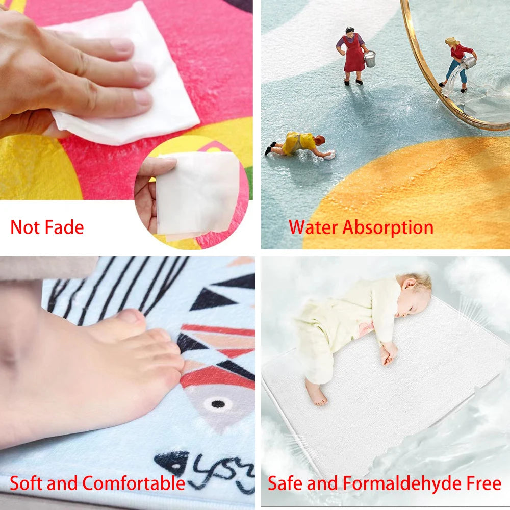 ###  Cute Cat Rug Anti-Slip Soft Flannel Carpet for Kids Room Living Room