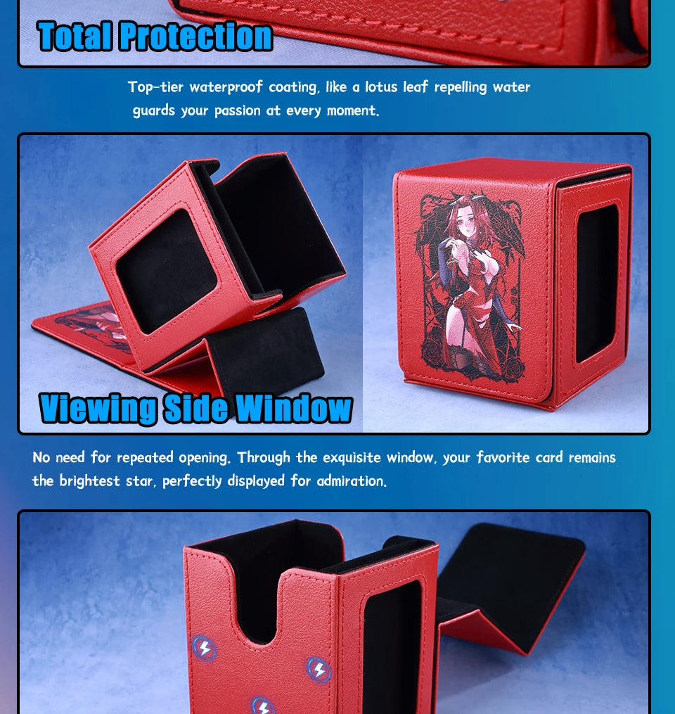 Black Rose Dragon Trading Card Storage Deck Box Holds 120+ Cards Magnetic PU